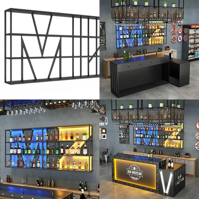 Wine & Beer Guayaquil - Ścienny stojak na wino z kutego
